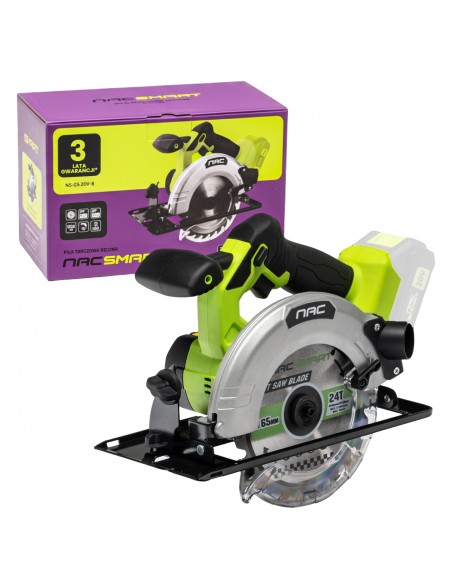 Akumulatorowa piła tarczowa ręczna 165 mm NAC SMART NS-CS-20V-B Body bez baterii 5905842532083