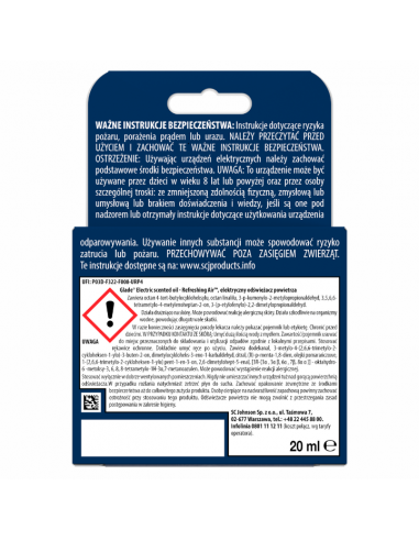 Elektryczny odświeżacz powietrza z wkładem niwelującym przykre zapachy Glade PETS Refreshing Air - Odświeżacze elektryczne Elektryczny odświeżacz powietrza z wkładem niwelującym przykre zapachy Glade PETS Refreshing Air 5000204381405 7
