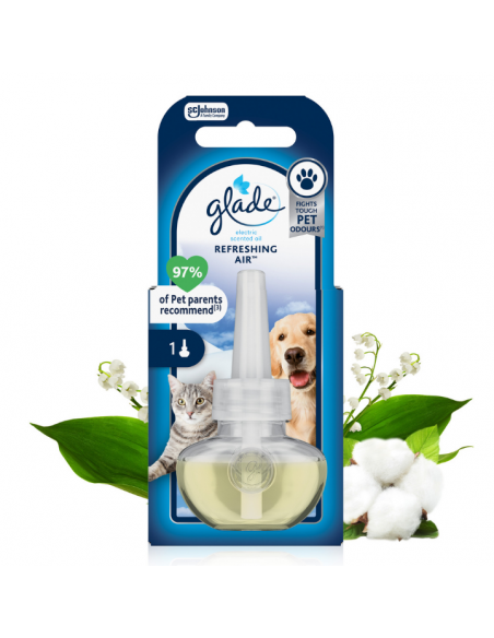 Zapas do elektrycznego odświeżacza powietrza neutralizujący zapachy Glade PETS Refreshing Air 20 ml - Odświeżacze elektryczne Zapas do elektrycznego odświeżacza powietrza neutralizujący zapachy Glade PETS Refreshing Air 20 ml 5000204382006
