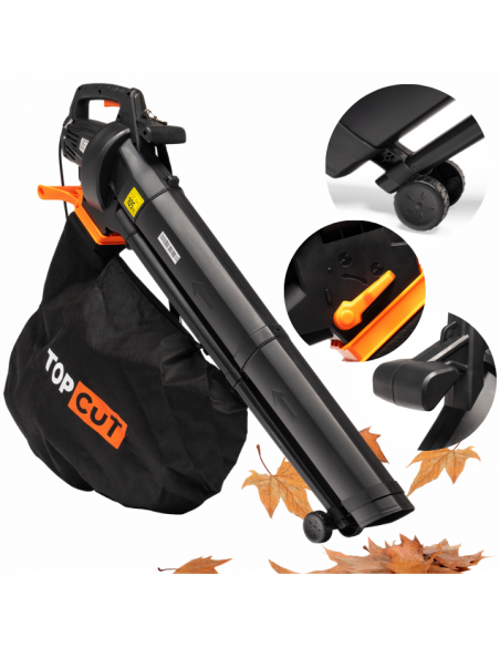Elektryczna dmuchawa do liści, odkurzacz ogrodowy 3500W TOP CUT TC-DE3500-E2 5905842536838
