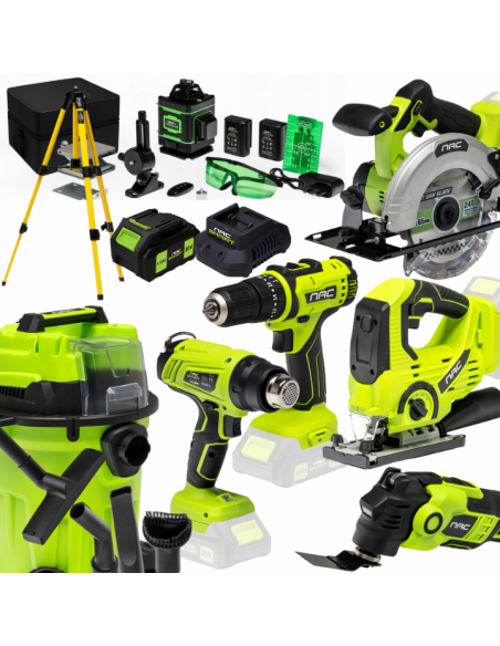 Duży zestaw elektronarzędzi akumulatorowych dla stolarza NAC SMART z baterią i ładowarką - Urządzenia akumulatorowe NAC Duży zestaw elektronarzędzi akumulatorowych dla stolarza NAC SMART z baterią i ładowarką 5905842532083