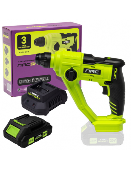 Mocna młotowiertarka NAC SMART NS-RH-20V-B z akumulatorem 2 Ah i szybką ładowarką 5905842532069