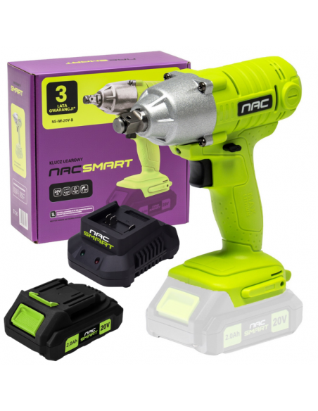 Klucz udarowy NS-IW-20V-B NAC SMART z akumulatorem 2 Ah i szybką ładowarką 5905842532120