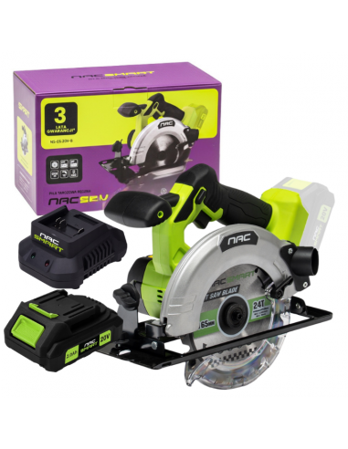 Piła tarczowa ręczna 165 mm NAC SMART NS-CS-20V-B z akumulatorem 2 Ah i szybką ładowarką 5905842532083