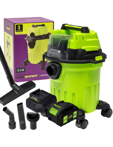 Odkurzacz przemysłowy 12L NS-IVC-20V-B NAC SMART z akumulatorem 4 Ah i szybką ładowarką 5905842532175