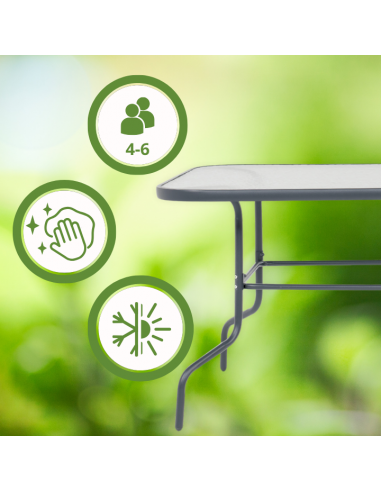 Wygodny zestaw mebli ogrodowych dla 4 osób: stół szklany + 4x fotel regulowany 5905842532526 5