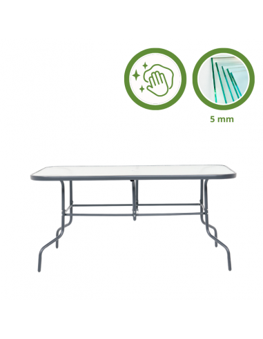 Wygodny zestaw mebli ogrodowych dla 4 osób: stół szklany + 4x fotel regulowany 5905842532526 7