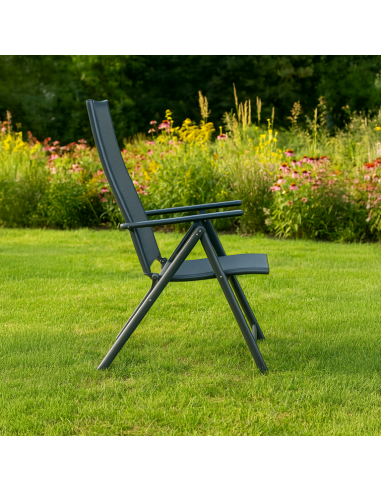 Wygodny zestaw mebli ogrodowych dla 4 osób: stół szklany + 4x fotel regulowany 5905842532526 11