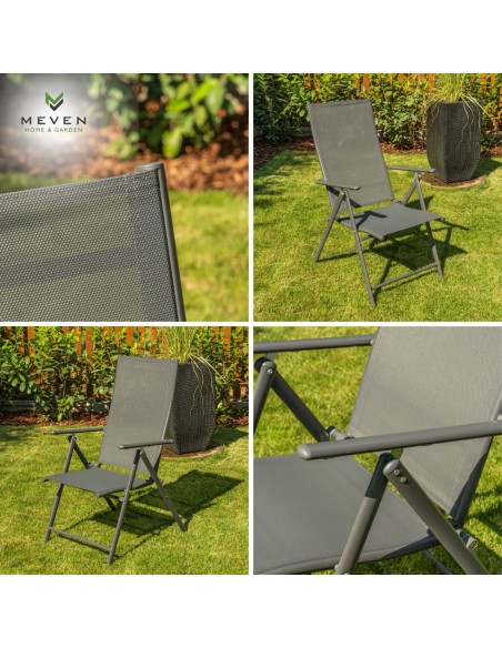 Wygodny zestaw mebli ogrodowych dla 4 osób: stół szklany + 4x fotel regulowany 5905842532526 15