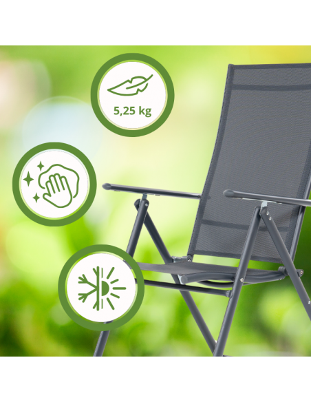 Duży zestaw komplet mebli ogrodowych dla 6 osób: stół szklany + 6x fotel regulowany 5905842532526 10