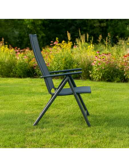 Duży zestaw komplet mebli ogrodowych dla 6 osób: stół szklany + 6x fotel regulowany 5905842532526 11