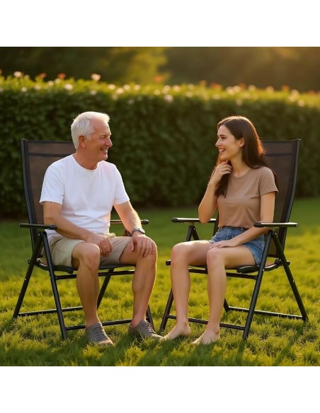 Duży zestaw komplet mebli ogrodowych dla 6 osób: stół szklany + 6x fotel regulowany 5905842532526 13