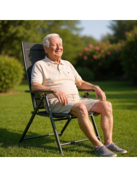 Duży zestaw komplet mebli ogrodowych dla 6 osób: stół szklany + 6x fotel regulowany 5905842532526 16