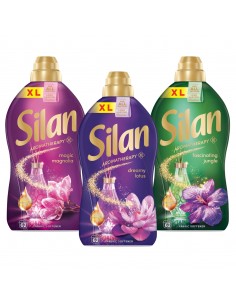 Duży zestaw płynów do płukania tkanin Silan Aromatherapy 3x1364 ml (Lotus + Magnolia + Jungle) 186 prań 9000101582604