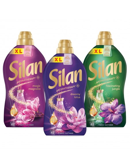 Duży zestaw płynów do płukania tkanin Silan Aromatherapy 3x1364 ml (Lotus + Magnolia + Jungle) 186 prań 9000101582604