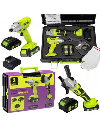 ZESTAW SZLIFIERKA KĄTOWA I ZAKRĘTARKA UDAROWA 20 V NAC SMART NS-SET3-20V 5905842533394