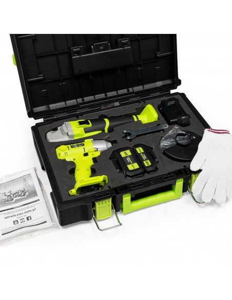 ZESTAW SZLIFIERKA KĄTOWA I ZAKRĘTARKA UDAROWA 20 V NAC SMART NS-SET3-20V 5905842533394 3
