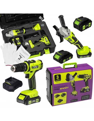 ZESTAW WKRĘTARKA I SZLIFIERKA KĄTOWA 20V NAC SMART NS-SET2-20V 5905842533387