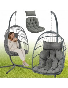 Fotel kokon wiszący ogrodowy Lizbona z poduszkami MEVEN 