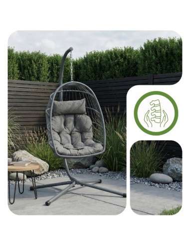 Fotel kokon wiszący ogrodowy Lizbona z poduszkami MEVEN  3