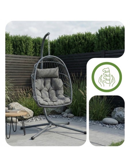 Fotel kokon wiszący ogrodowy Lizbona z poduszkami MEVEN  3
