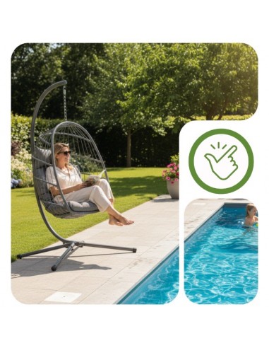 Fotel kokon wiszący ogrodowy Lizbona z poduszkami MEVEN  4