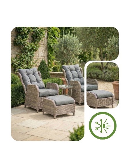 Meble na balkon, taras, do ogrodu dla 2 osób: 2x fotel + podnóżki + stolik Modena Meven  4
