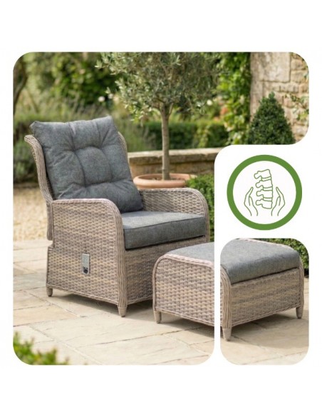 Meble na balkon, taras, do ogrodu dla 2 osób: 2x fotel + podnóżki + stolik Modena Meven  6