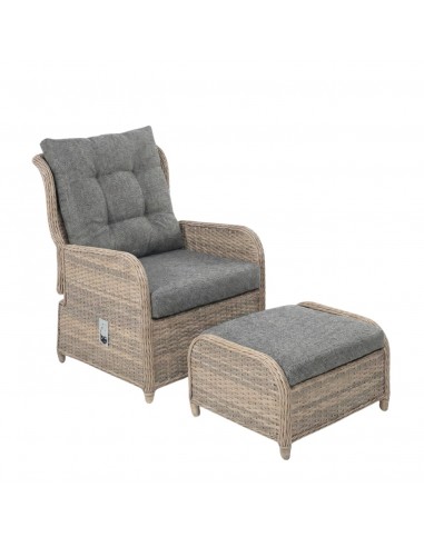 Meble na balkon, taras, do ogrodu dla 2 osób: 2x fotel + podnóżki + stolik Modena Meven  12