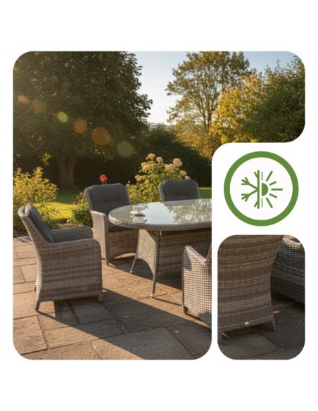 Komplet mebli do ogrodu: okrągły stół obiadowy + 6x fotel Tuluza Meven  4
