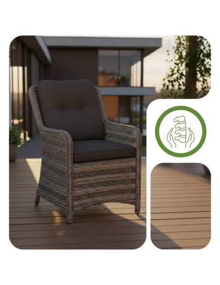 Komplet mebli do ogrodu: okrągły stół obiadowy + 6x fotel Tuluza Meven  5