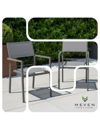 Aluminiowe krzesło do ogrodu grafitowe Grenada Meven 2 szt.  2