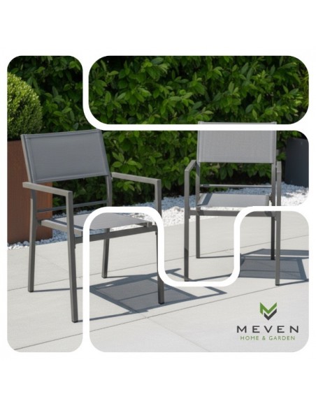 Aluminiowe krzesło do ogrodu grafitowe Grenada Meven 2 szt.  2