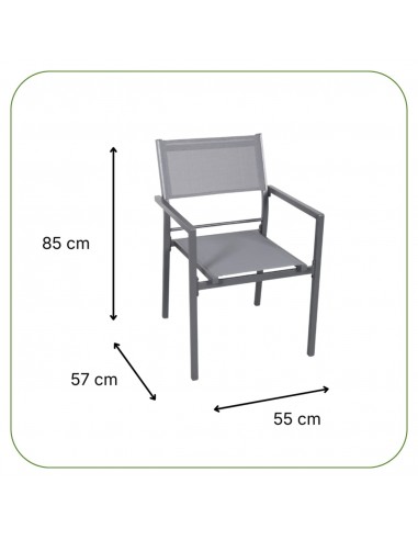 Aluminiowe krzesło do ogrodu grafitowe Grenada Meven 2 szt.  8