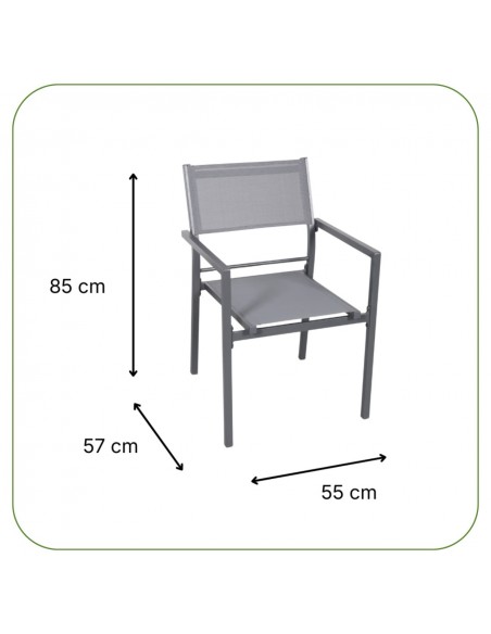 Aluminiowe krzesło do ogrodu grafitowe Grenada Meven 2 szt.  8