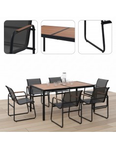 Zestaw grafitowych mebli do ogrodu: stół obiadowy + 6x krzesło Murcja Meven 