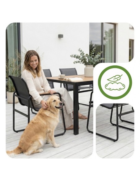 Zestaw grafitowych mebli do ogrodu: stół obiadowy + 6x krzesło Murcja Meven  5