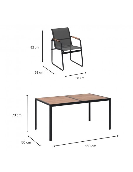 Zestaw grafitowych mebli do ogrodu: stół obiadowy + 6x krzesło Murcja Meven  12