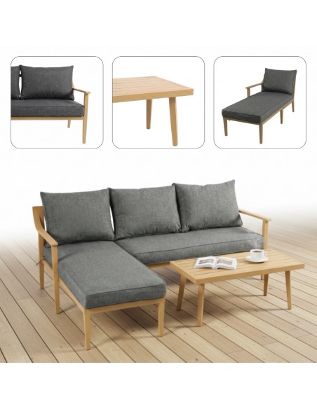 Skandynawskie meble do ogrodu, na taras: narożnik + stolik kawowy Ankona Meven 
