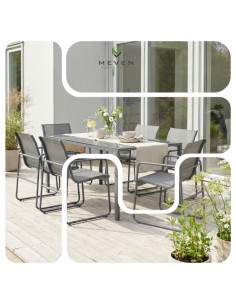 Zestaw grafitowych mebli ogrodowych: stół obiadowy + 6 krzeseł Lorca Meven  2