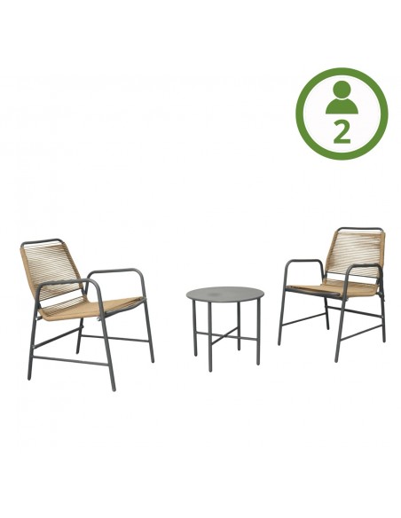 Komplet mebli na balkon: 2x krzesło + okrągły stolik Aprica Meven  6