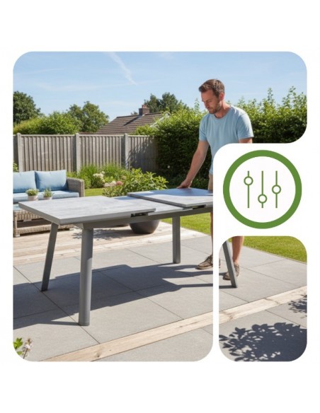 Aluminiowy stół rozkładany do ogrodu grafitowy 150/190cm Grenada Meven  5