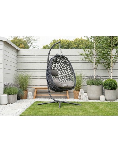 Grafitowy fotel wiszący Aura Meven 