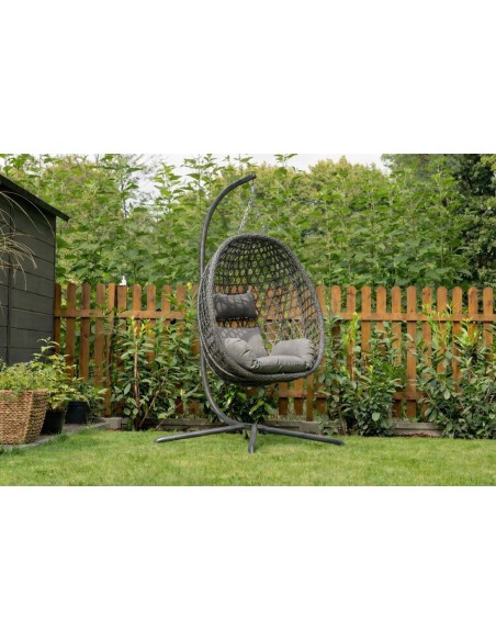 Grafitowy fotel wiszący Aura Meven  2