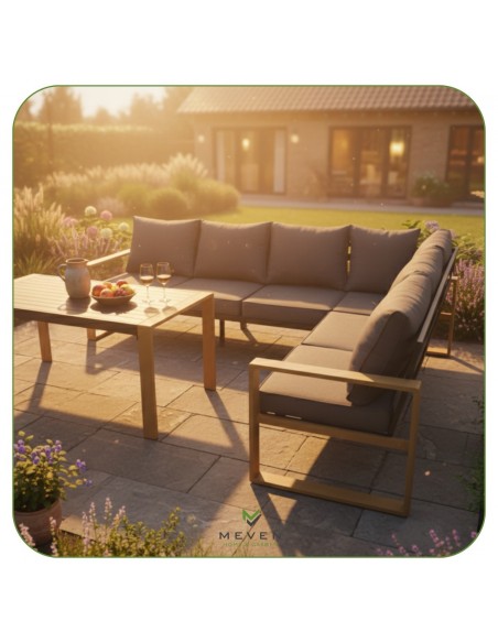 Elegancki zestaw mebli ogrodowych: narożnik + stół Marsylia Meven  6