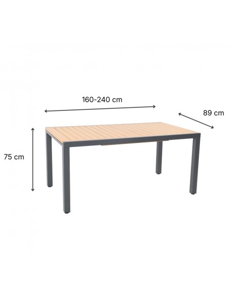 Ogrodowy stół rozkładany z aluminium 160/240 cm Valencia Meven  11