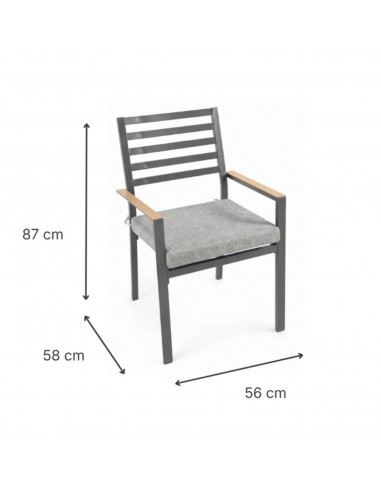 Grafitowe krzesło ogrodowe z poduszkami Valencia Meven 2 szt.  11