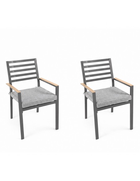 Grafitowe krzesło ogrodowe z poduszkami Valencia Meven 2 szt.  2