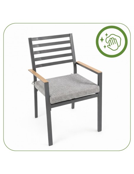 Grafitowe krzesło ogrodowe z poduszkami Valencia Meven 2 szt.  10
