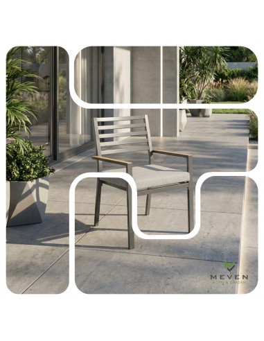 Grafitowe krzesło ogrodowe z poduszkami Valencia Meven 2 szt.  4